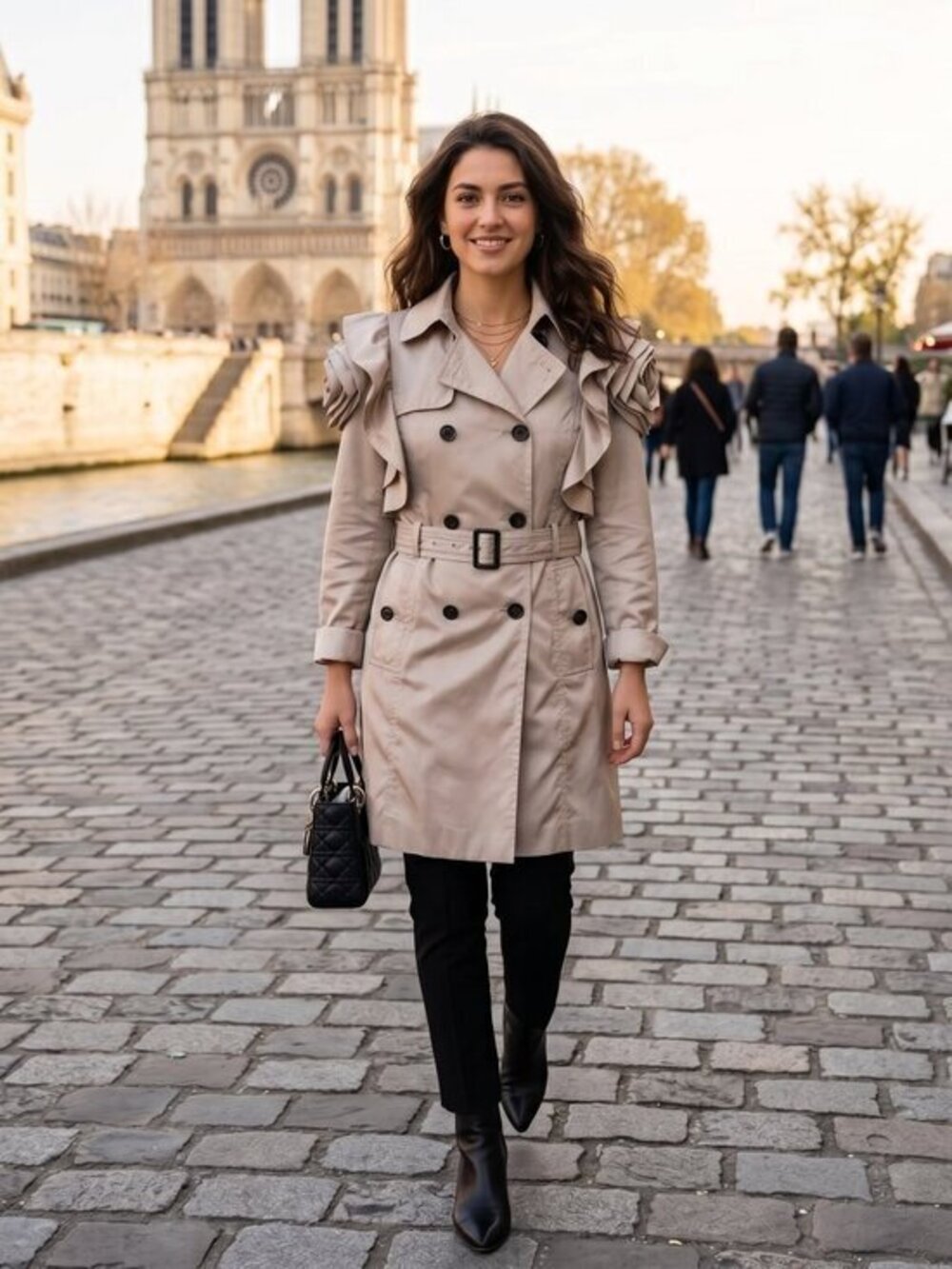 Valentino rose embellished Stylish Beige Women's Trench Coat size 6
